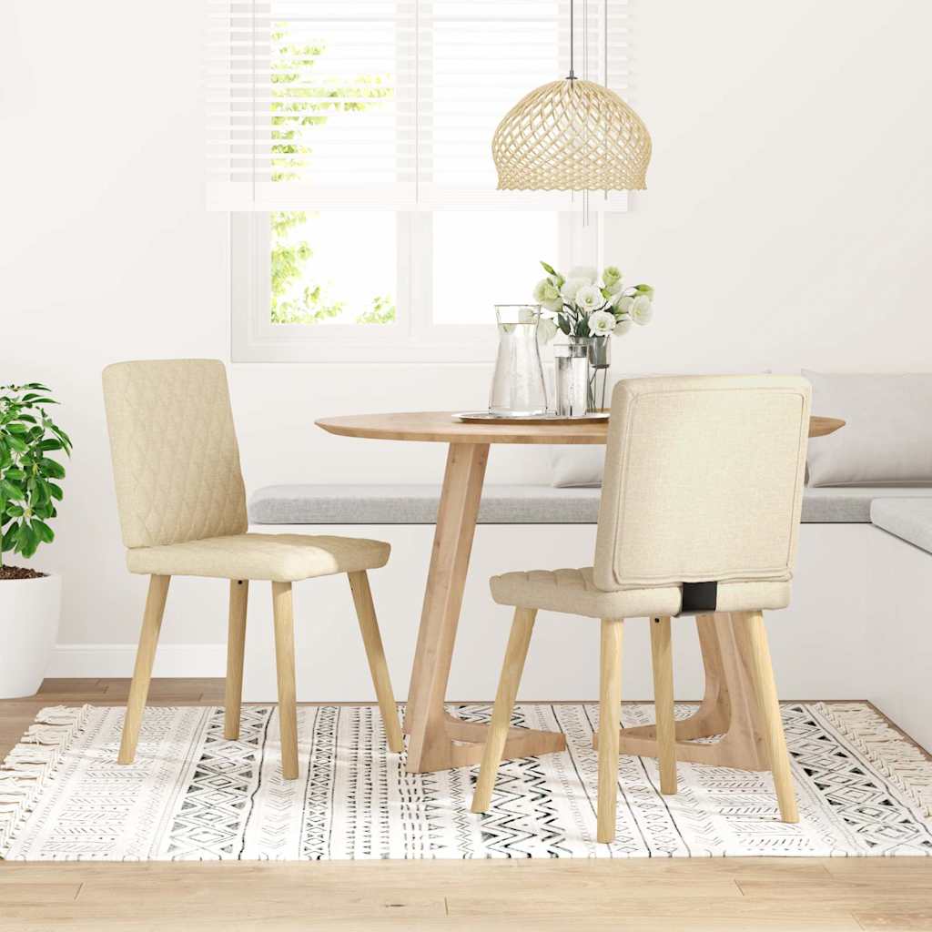 Трапезни столове, 2 бр, кремави, текстил