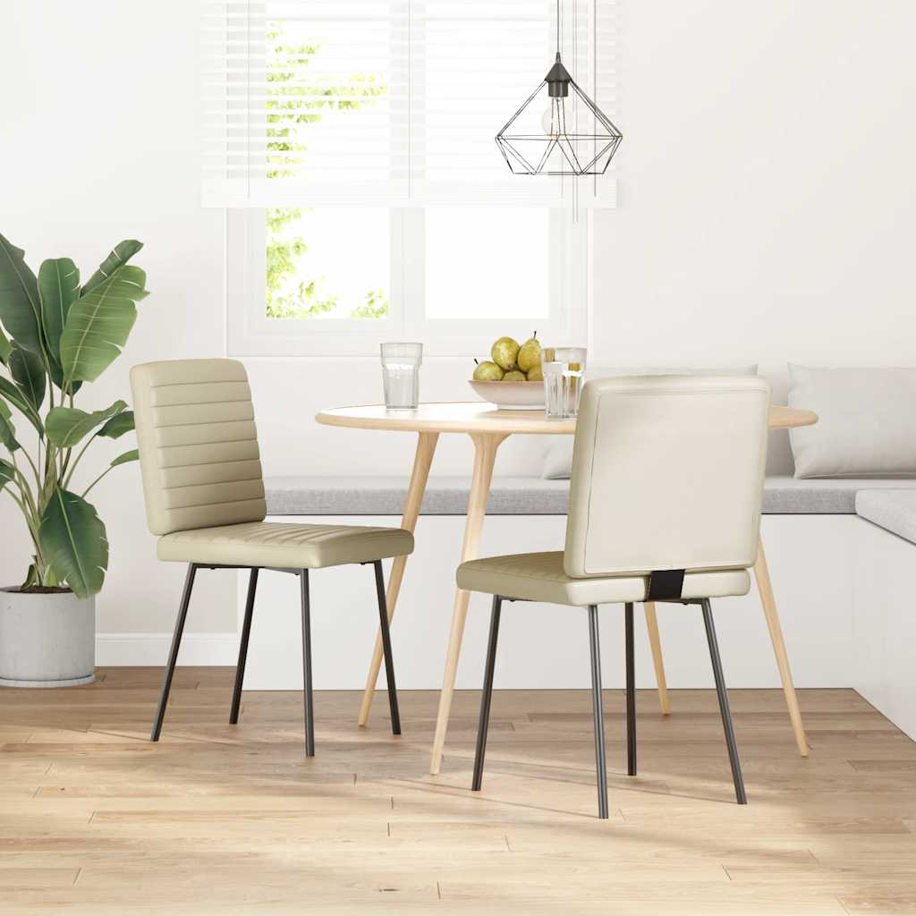 Трапезни столове, 2 бр, кремави, изкуствена кожа