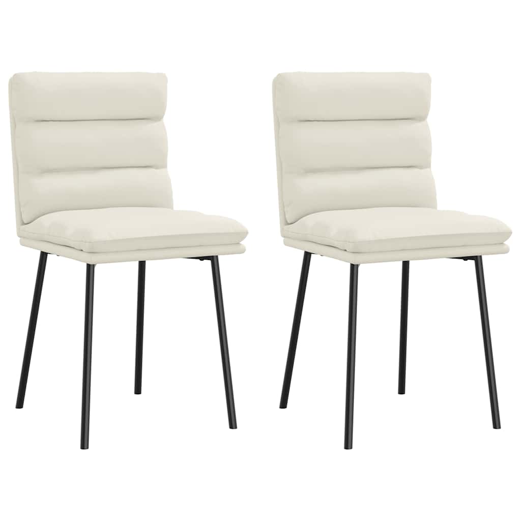 Трапезни столове, 2 бр, кремави, кадифе