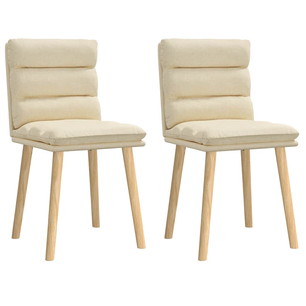 Трапезни столове, 2 бр, кремави, текстил