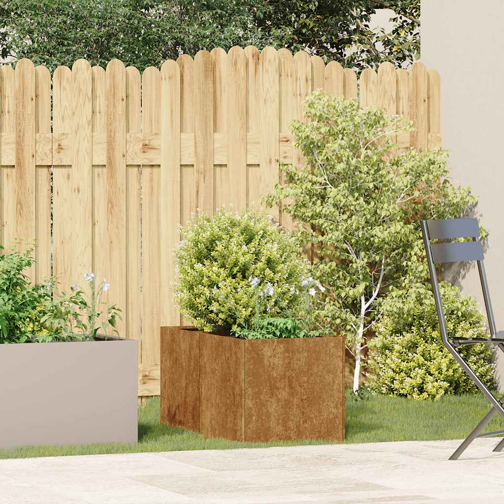 Кашпа, ръждива, 40x80x40 см, патинираща стомана Кашпа, ръждива, 40x80x40 см, патинираща стомана