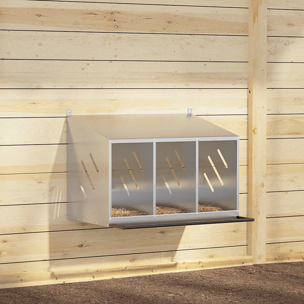 Кутия за гнездене на пилета с 3 отделения, галванизиран