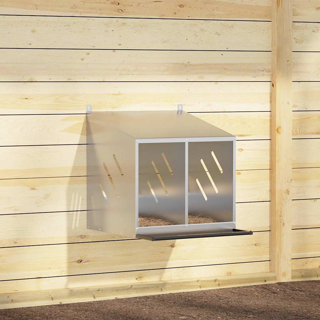 Кутия за гнездене на пилета с 2 отделения, галванизиран