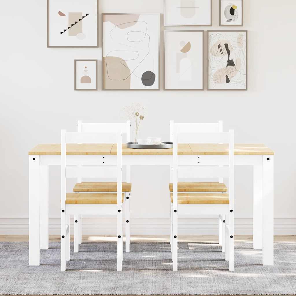 Трапезен комплект от 5 части Panama, Бяла бор масив