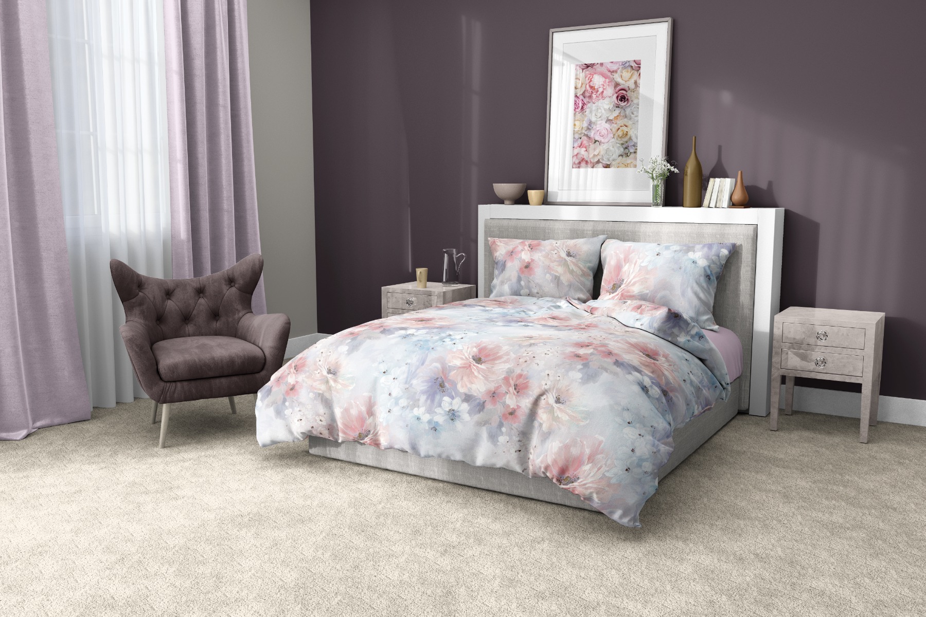 Пастелно Спално Бельо АНАБЕЛ, 100% Памук Ранфорс, 5 части