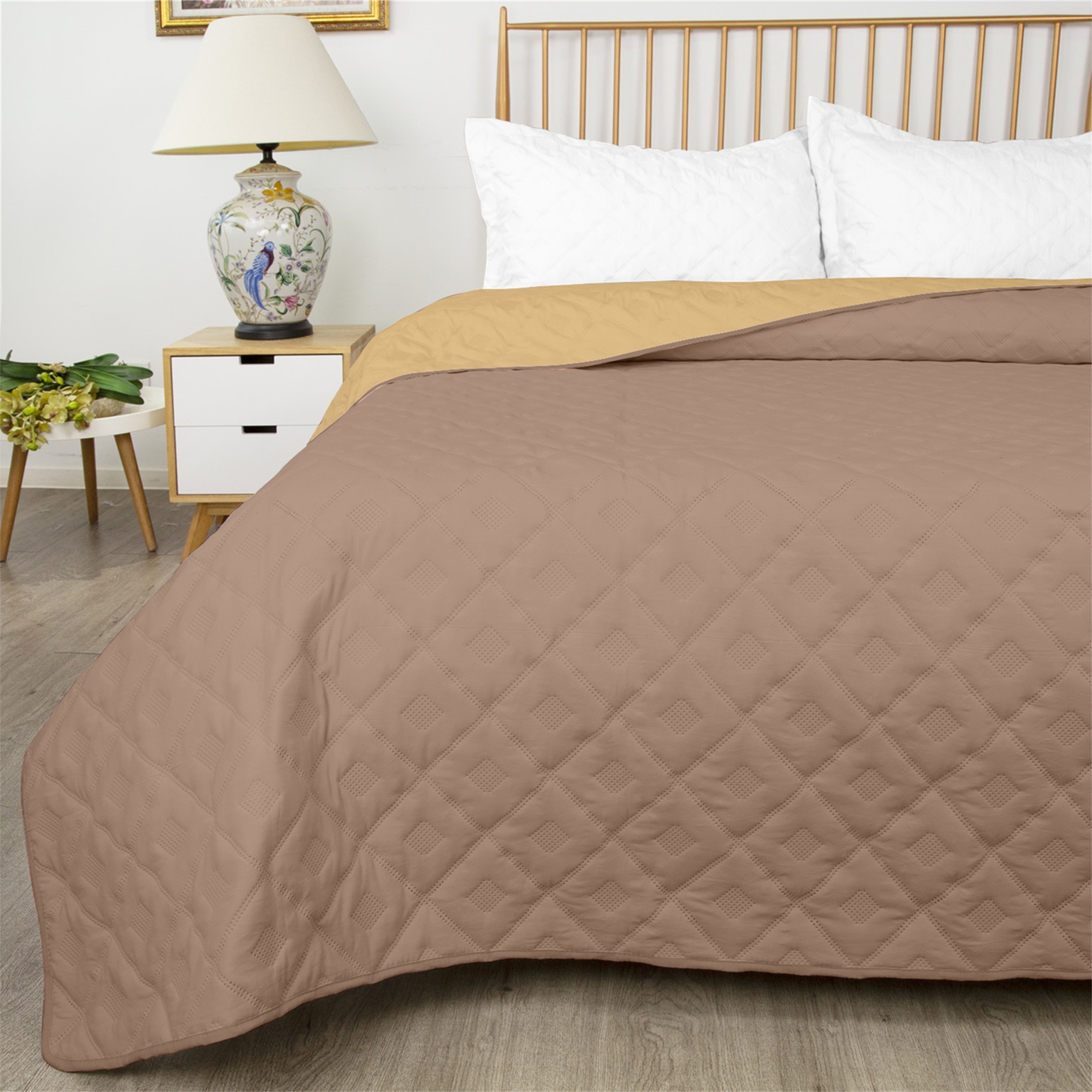 Двулицево Шалте за Спалня 160/220, АРЕНА Бежово и Охра