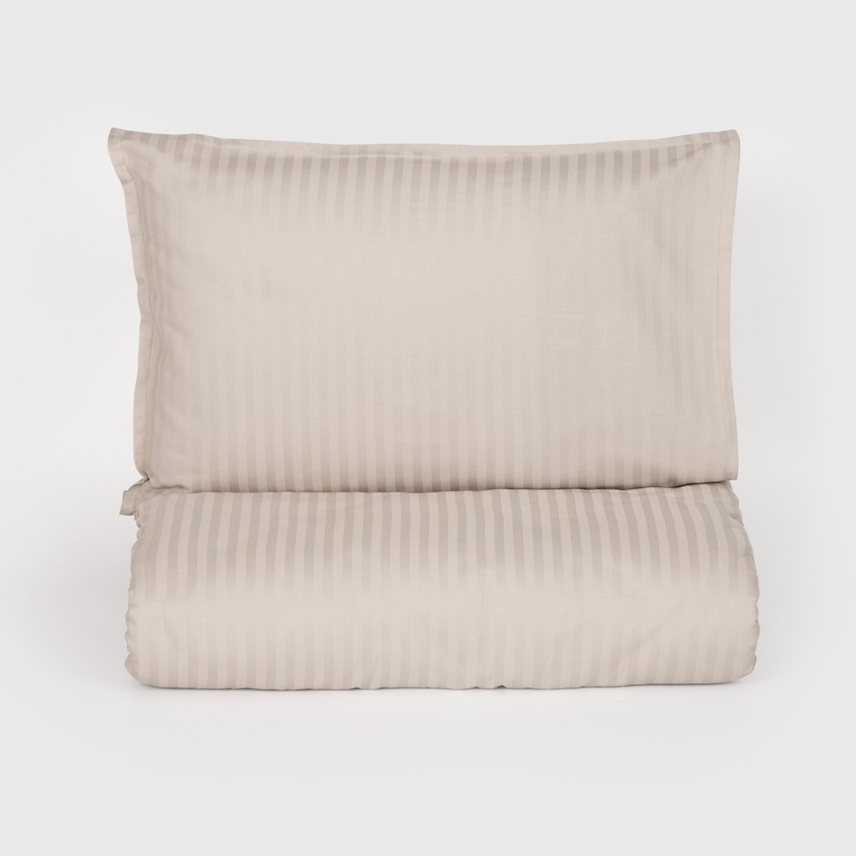 Спално бельо райе без долен чаршаф СЕВИЛЯ ЛУКС пясъчно сиво, 2 части