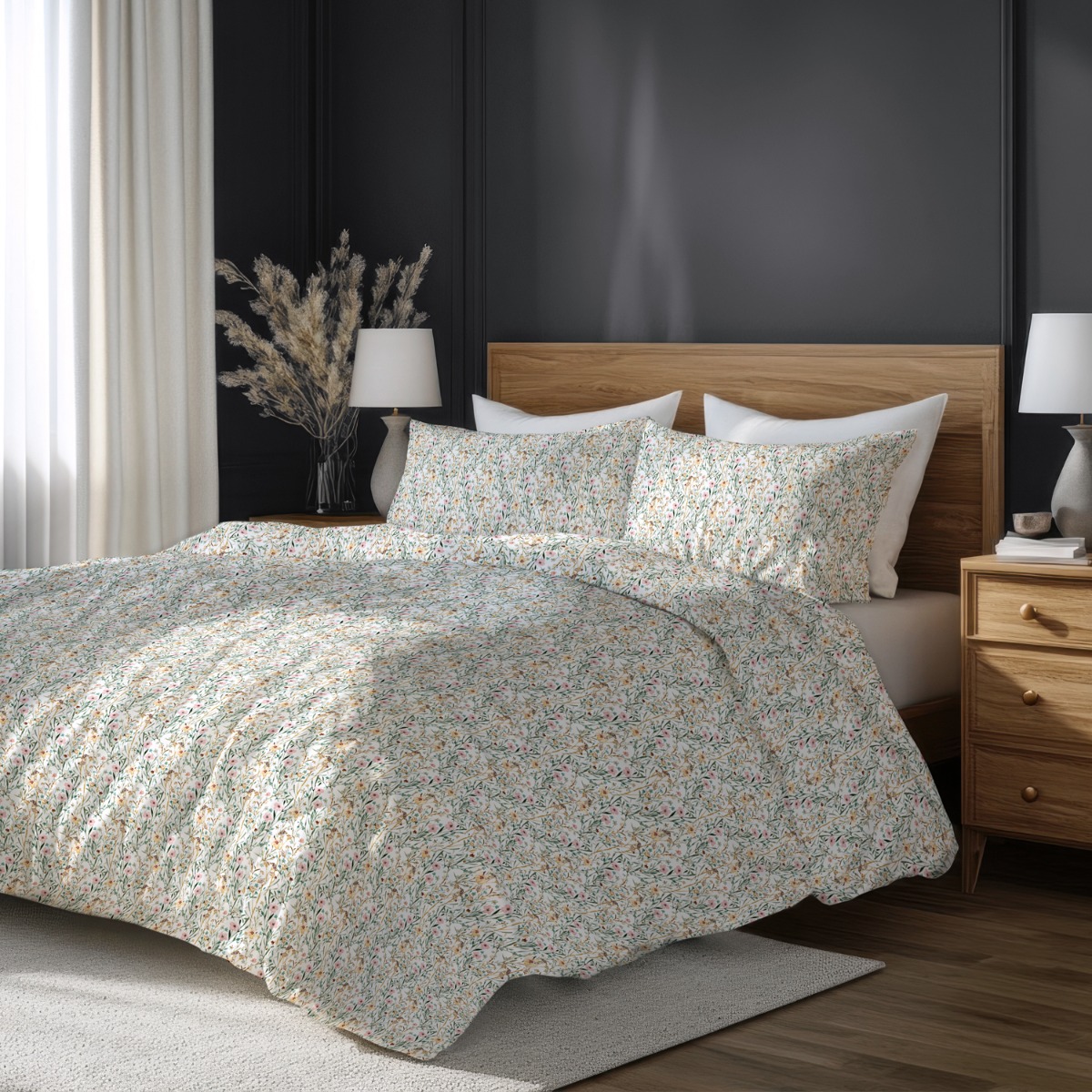 Спален Комплект БЕЗ долен чаршаф ФИОРИ, 100% Памук Ранфорс, 3 части