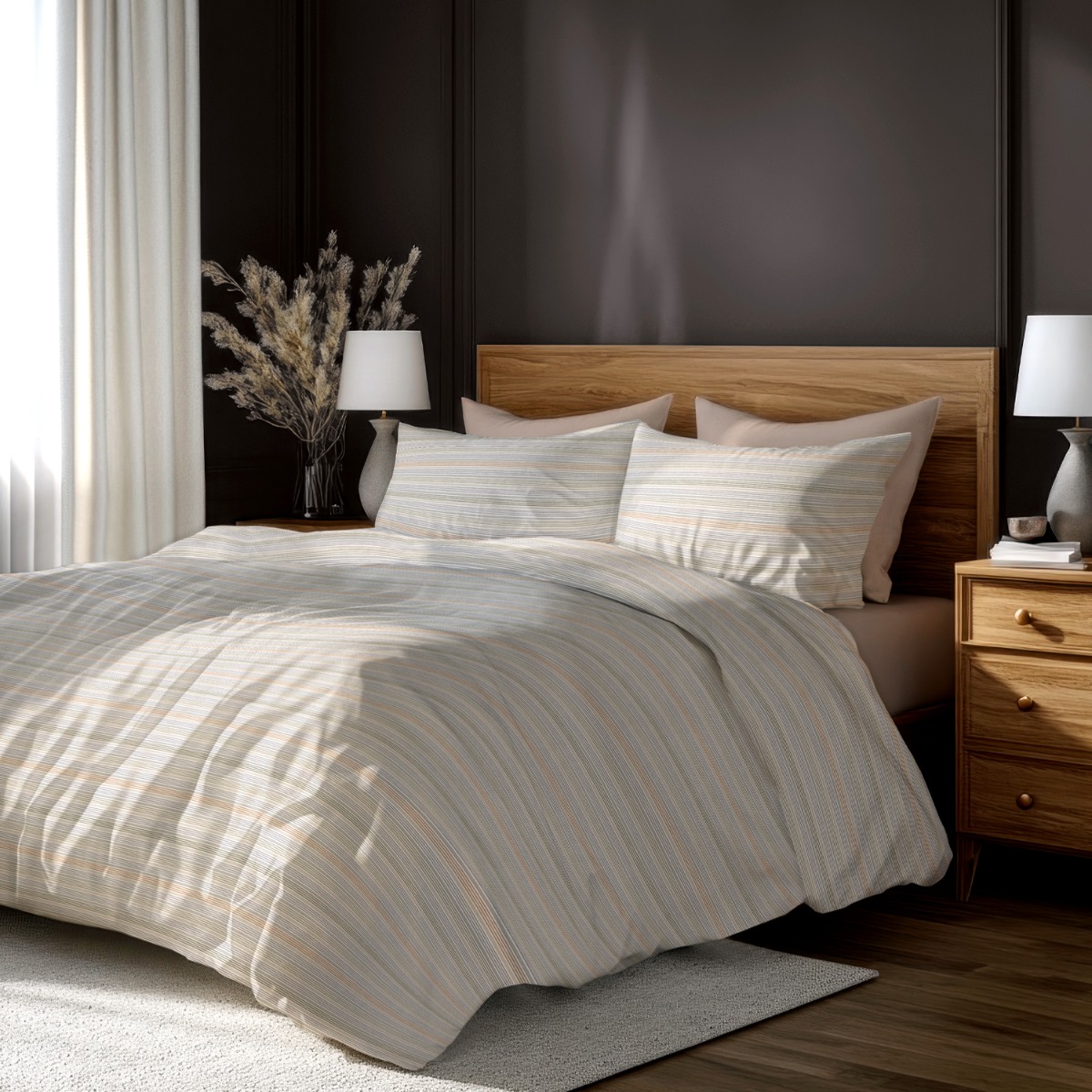 Спален Комплект БЕЗ долен чаршаф НОРМА, 100% Памук Ранфорс, 150x215 cm