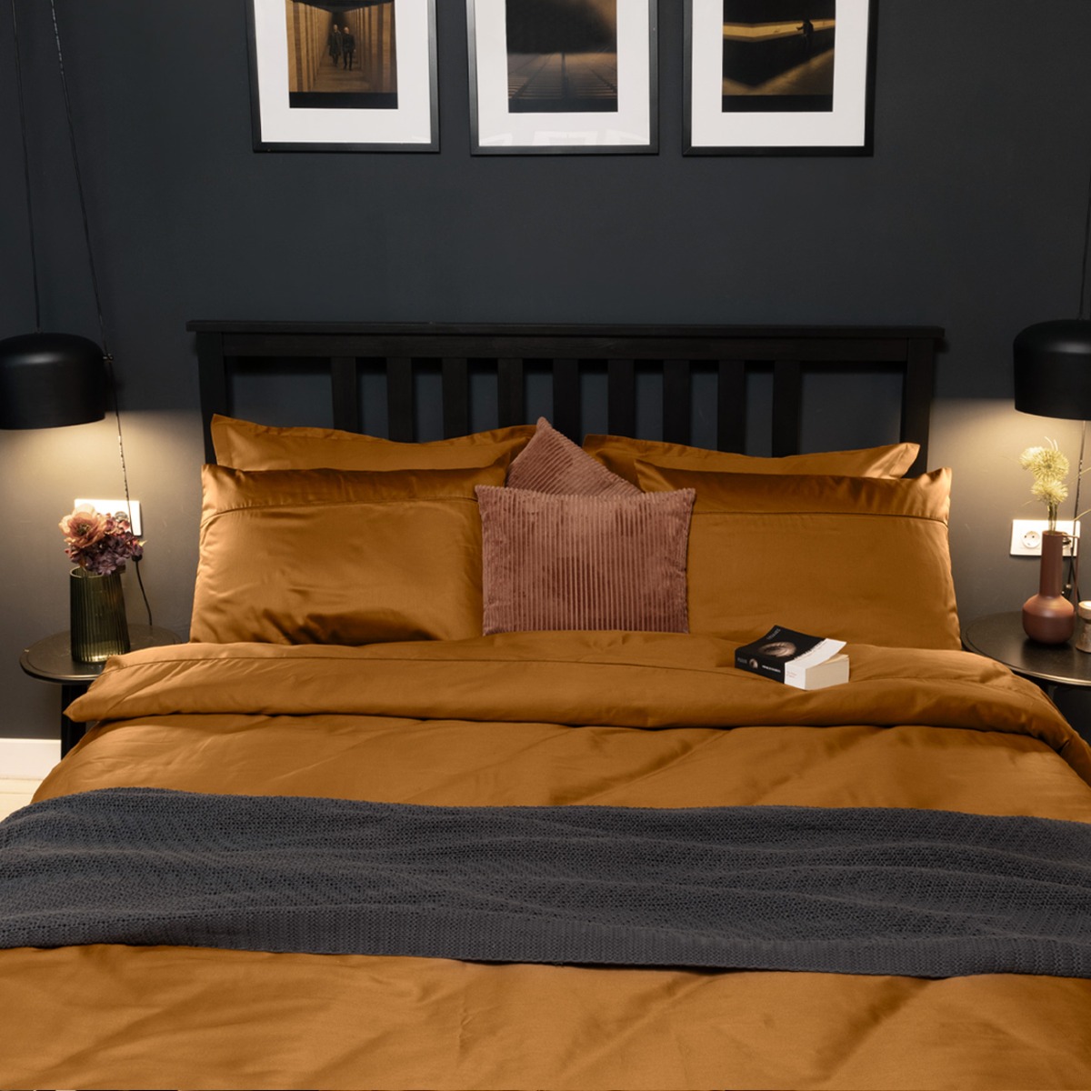 Луксозно спално бельо памучен сатен с паспел АНТИК, 3 части