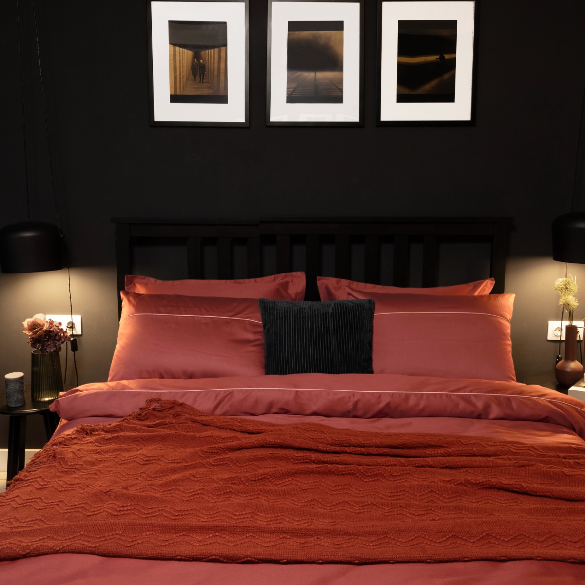 Луксозно спално бельо памучен сатен с паспел ДЖИНДЖЪР, 3 части