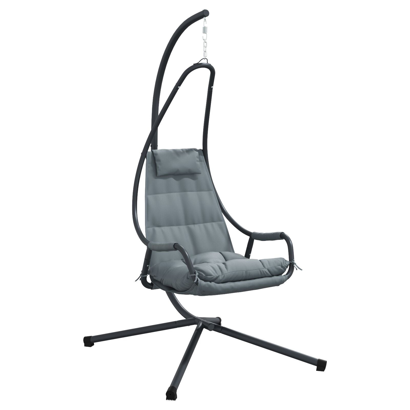 Люлеещ Стол с Стойка и Възглавница Антрацитен Метал